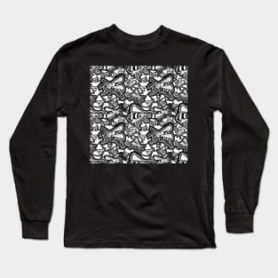 Black and White Bee Fashion Print Long Sleeve T-Shirt